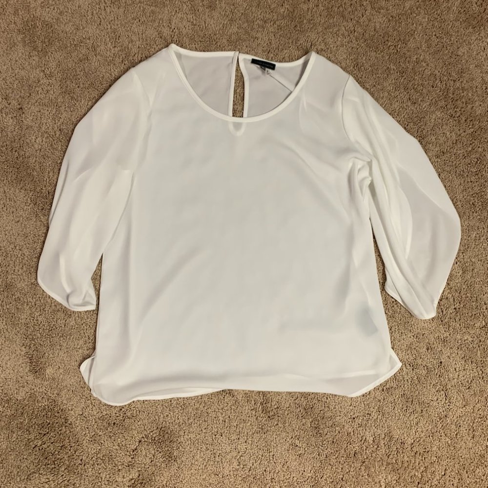 White Vince Camuto 3/4 Blouse